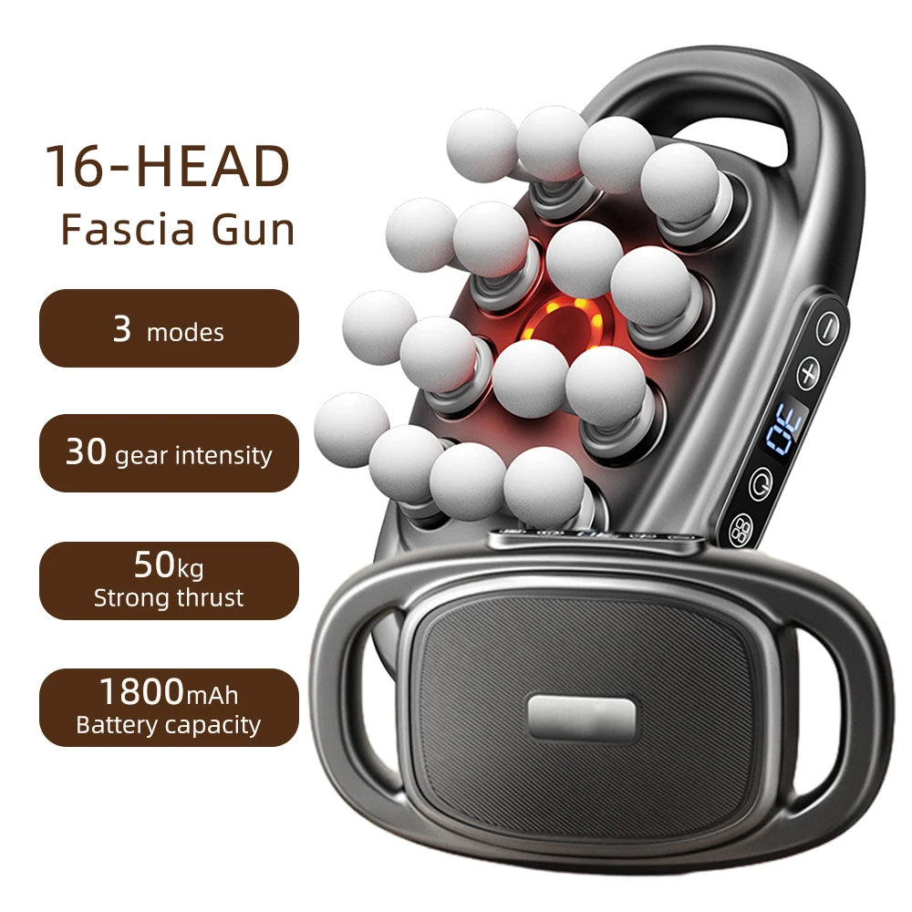16-Head Fascia Massage Gun – High-Frequency