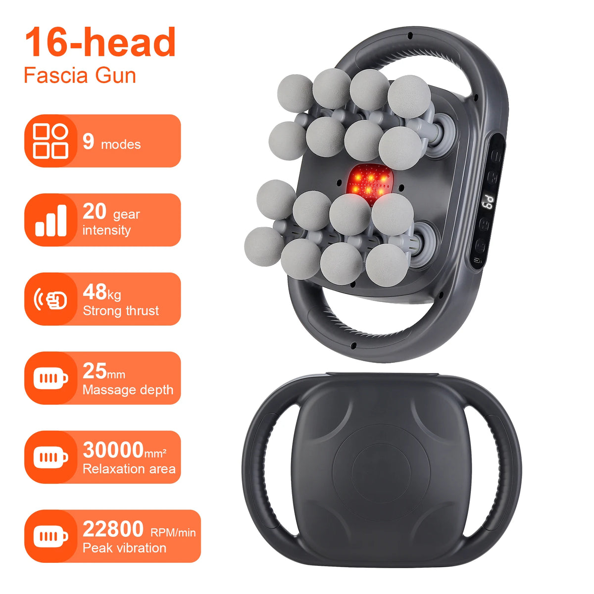 16-Head Fascia Massage Gun – High-Frequency