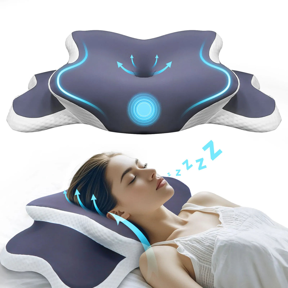 Memory Foam Cervical Pillow for Side/Back/Stomach Sleepers