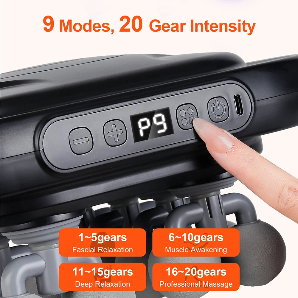 16-Head Fascia Massage Gun – High-Frequency