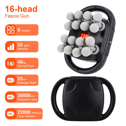 16-Head Fascia Massage Gun – High-Frequency